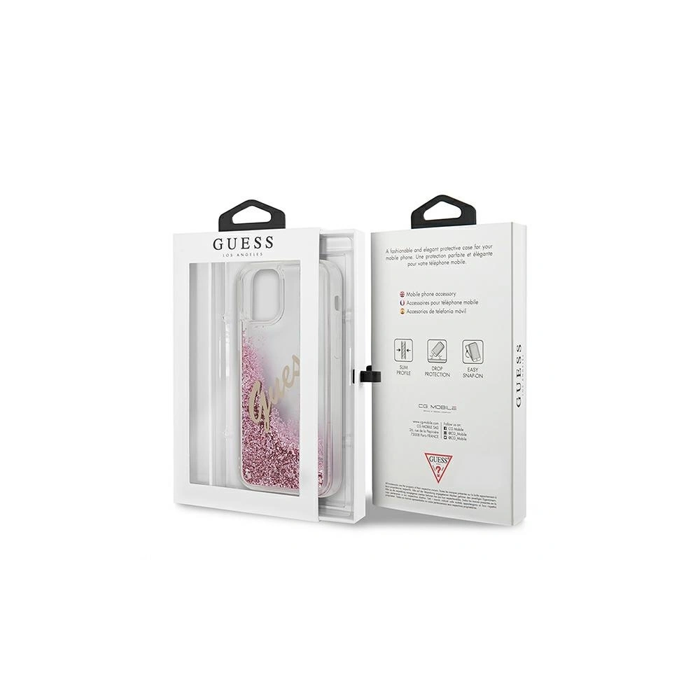 Hurtownia GSM - Etui Guess GUHCP12SGLVSPI Apple iPhone 12 mini różowy/pink hardcase Glitter Vintage Script - GUE899PNK - {ean13} - Hurt