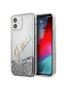 Guess GUHCP12SGLVSSI Apple iPhone 12 mini silver hardcase Glitter Vintage Script