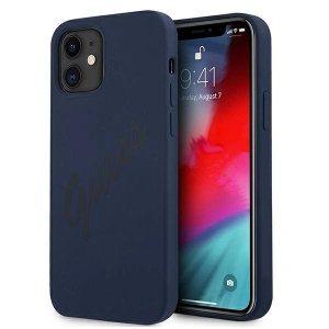 Hurtownia GSM - Etui Guess GUHCP12SLSVSBL Apple iPhone 12 mini niebieski/blue hardcase Script Vintage - GUE901BLU - {ean13} - Hurt