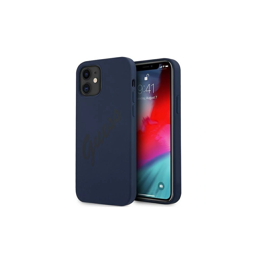 Hurtownia GSM - Etui Guess GUHCP12SLSVSBL Apple iPhone 12 mini niebieski/blue hardcase Script Vintage - GUE901BLU - {ean13} - Hurt
