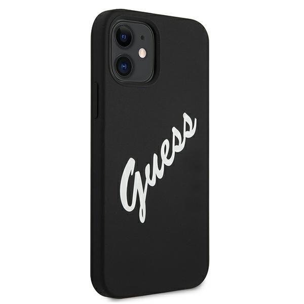 Kryt Guess GUHCP12SLSVSBW Apple iPhone 12 mini black white hardcase Silicone Vintage