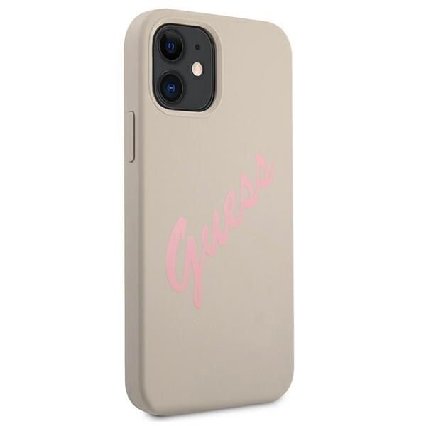 Kryt Guess GUHCP12SLSVSGP Apple iPhone 12 mini grey pink hardcase Silicone Vintage