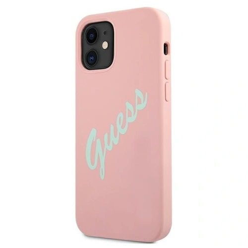 Etui Guess GUHCP12SLSVSPG Apple iPhone 12 mini różowo zielony/green pink hardcase Silicone Vintage