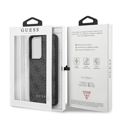 Etui Guess GUHCS21LG4GFGR Samsung Galaxy S21 Ultra szary/grey hard case 4G Metal Gold Logo