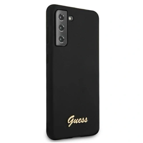 Etui Guess GUHCS21SLSLMGBK Samsung Galaxy S21 czarny/black hardcase Silicone Script Metal Logo