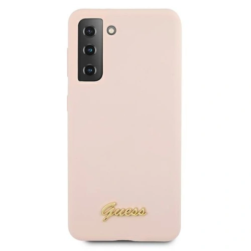 Etui Guess GUHCS21SLSLMGLP Samsung Galaxy S21 różowy/pink hardcase Silicone Script Metal Logo