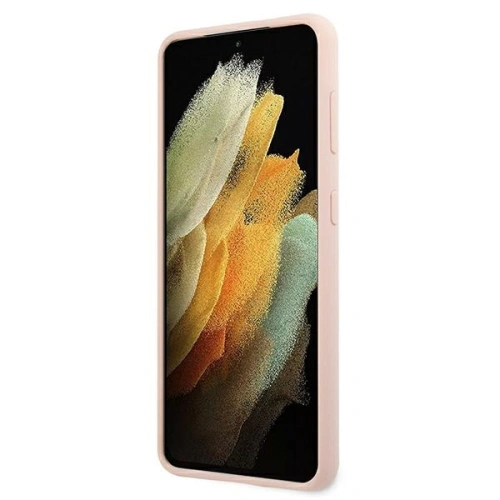 Etui Guess GUHCS21SLSLMGLP Samsung Galaxy S21 różowy/pink hardcase Silicone Script Metal Logo