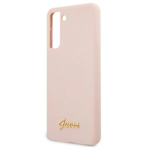Etui Guess GUHCS21SLSLMGLP Samsung Galaxy S21 różowy/pink hardcase Silicone Script Metal Logo