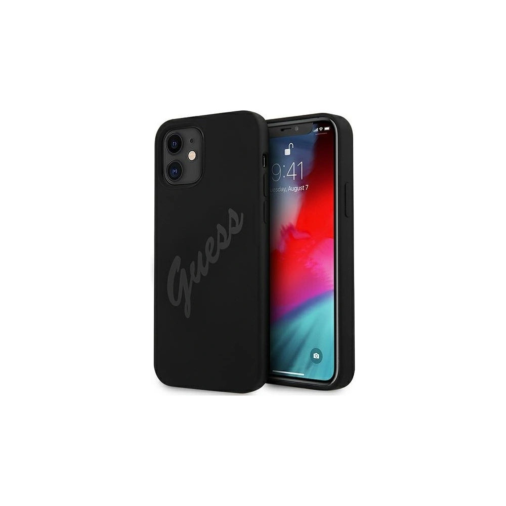Hurtownia GSM - Etui Guess GUHCP12SLSVSBK Apple iPhone 12 mini czarny/black hardcase Script Vintage - GUE927BLK - {ean13} - Hurt