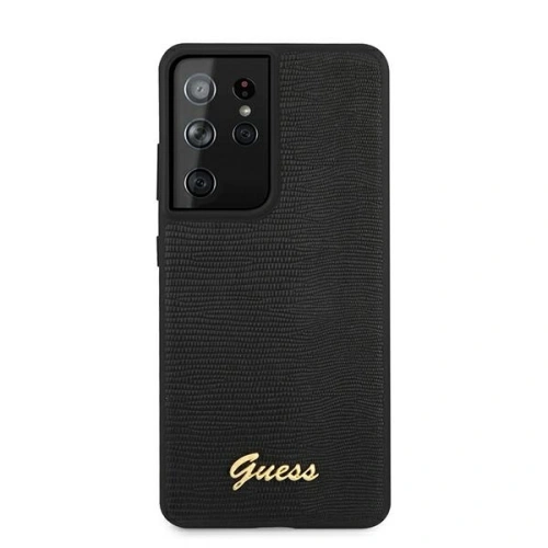 Guess GUHCS21LPCUMLLIBK Samsung Galaxy S21 Ultra black hardcase Lizard ...