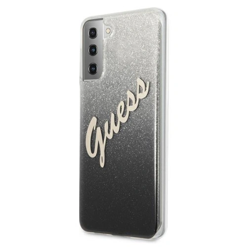Etui Guess GUHCS21MPCUGLSBK Samsung Galaxy S21+ Plus czarny/black hardcase Glitter Gradient Script