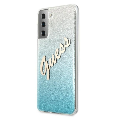 Etui Guess GUHCS21MPCUGLSBL Samsung Galaxy S21+ Plus niebieski/blue hardcase Glitter Gradient Script