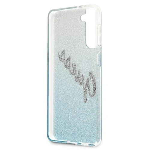 Etui Guess GUHCS21MPCUGLSBL Samsung Galaxy S21+ Plus niebieski/blue hardcase Glitter Gradient Script