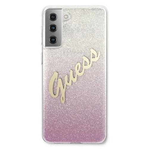 Etui Guess GUHCS21MPCUGLSPI Samsung Galaxy S21+ Plus różowy/pink hardcase Glitter Gradient Script