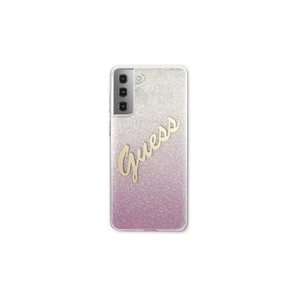 Wholesale Guess GUHCS21MPCUGLSPI Samsung Galaxy S21+ Plus pink hardcase Glitter Gradient Script - GUE937PNK - {ean13} - Hurt