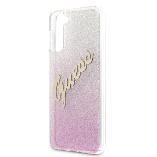 Etui Guess GUHCS21MPCUGLSPI Samsung Galaxy S21+ Plus różowy/pink hardcase Glitter Gradient Script