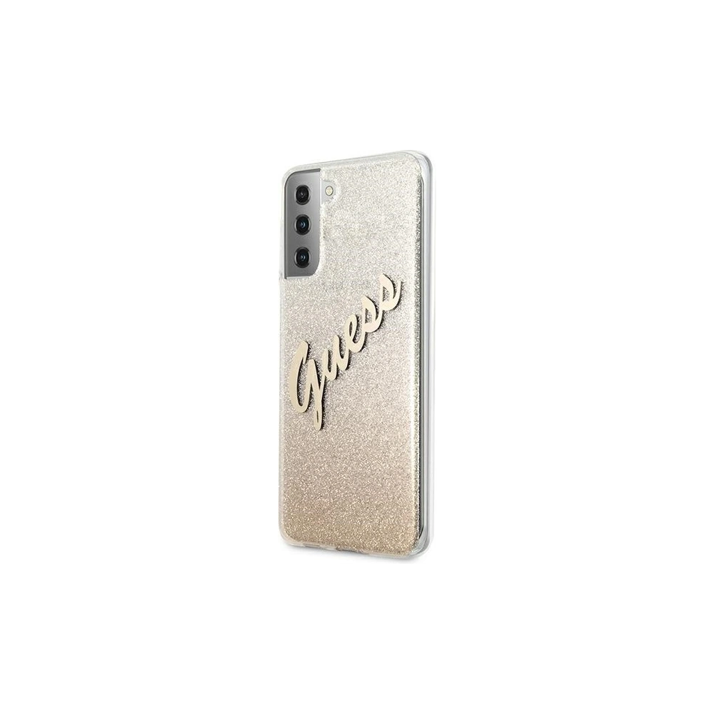 Wholesale Guess GUHCS21SPCUGLSGO Samsung Galaxy S21 gold hardcase Glitter Gradient Script - GUE940GLD - {ean13} - Hurt