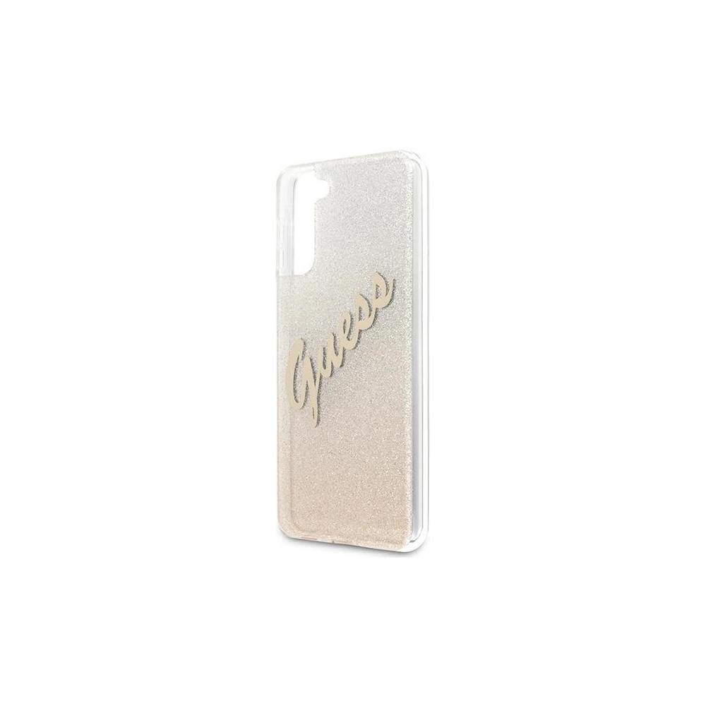 Wholesale Guess GUHCS21SPCUGLSGO Samsung Galaxy S21 gold hardcase Glitter Gradient Script - GUE940GLD - {ean13} - Hurt