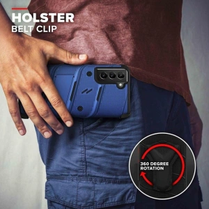 Hurtownia GSM - Pancerne etui Zizo Bolt Cover Samsung Galaxy S21+ Plus ze szkłem 9H na ekran + podstawka & uchwyt do paska (niebieski/czarny) - ZIZ069BLUBLK - {ean13} - Hurt
