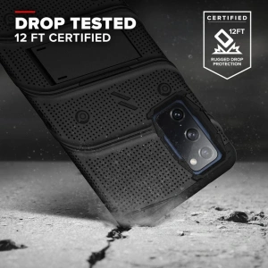 Hurtownia GSM - Pancerne etui Zizo Bolt Cover Samsung Galaxy S20 FE ze szkłem 9H na ekran + podstawka & uchwyt do paska (czarny) - ZIZ071BLK - {ean13} - Hurt