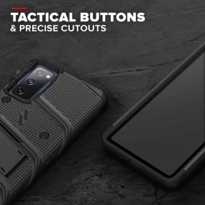 Hurtownia GSM - Pancerne etui Zizo Bolt Cover Samsung Galaxy S20 FE ze szkłem 9H na ekran + podstawka & uchwyt do paska (czarny) - ZIZ071BLK - {ean13} - Hurt
