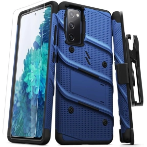 Hurtownia GSM - Pancerne etui Zizo Bolt Cover Samsung Galaxy S20 FE ze szkłem 9H na ekran + podstawka & uchwyt do paska (niebieski/czarny) - ZIZ072BLUBLK - {ean13} - Hurt