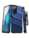 Pancerne etui Zizo Bolt Cover Samsung Galaxy S20 FE ze szkłem 9H na ekran + podstawka & uchwyt do paska (niebieski/czarny)