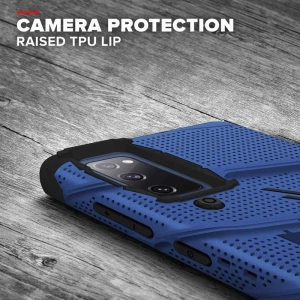 Hurtownia GSM - Pancerne etui Zizo Bolt Cover Samsung Galaxy S20 FE ze szkłem 9H na ekran + podstawka & uchwyt do paska (niebieski/czarny) - ZIZ072BLUBLK - {ean13} - Hurt