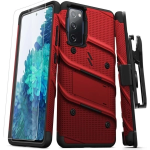 Hurtownia GSM - Pancerne etui Zizo Bolt Cover Samsung Galaxy S20 FE ze szkłem 9H na ekran + podstawka & uchwyt do paska (czerwony/czarny) - ZIZ073REDBLK - {ean13} - Hurt