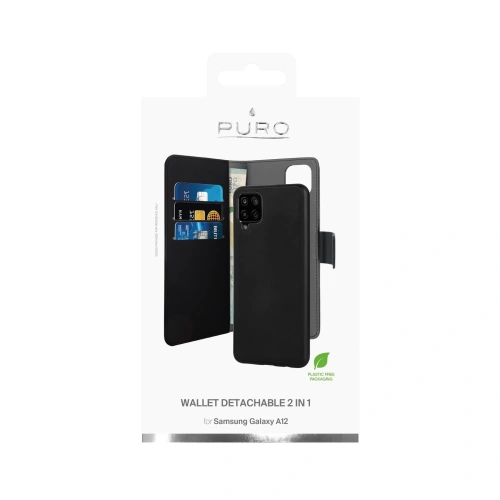 Etui PURO Wallet Detachable 2w1 Samsung Galaxy A12 (czarny)
