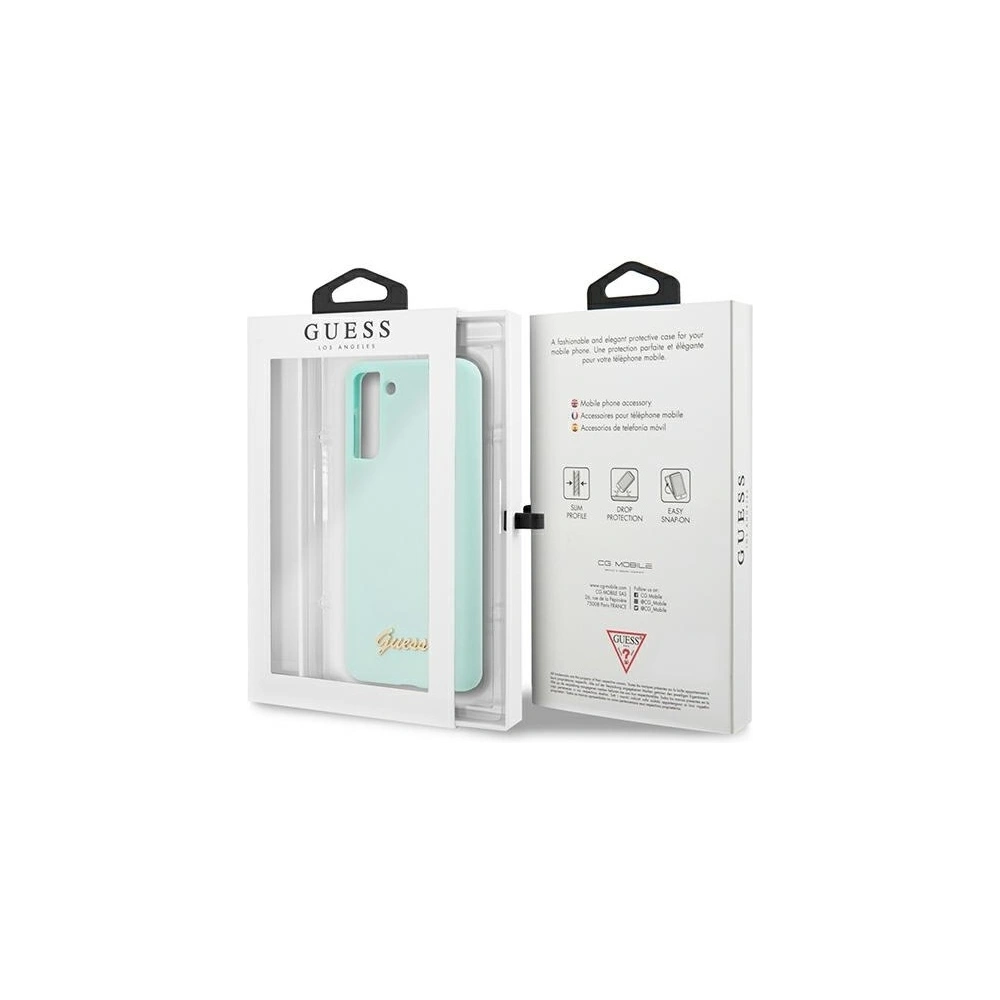 Wholesale Guess GUHCS21MLSLMGLB Samsung Galaxy S21+ Plus blue hardcase Silicone Script Metal Logo - GUE942BLU - {ean13} - Hurt