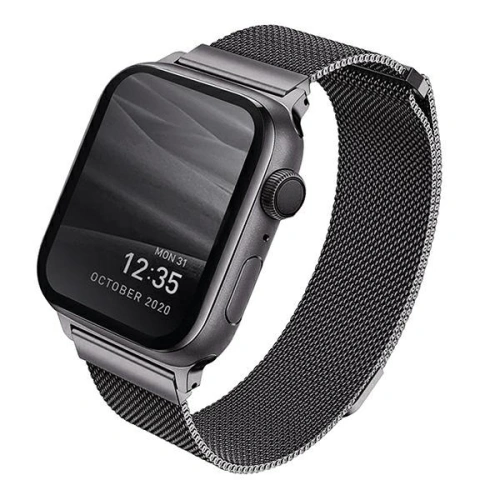 Pasek UNIQ Dante Apple Watch Series 4/5/6/7/SE 44/45mm Stainless Steel grafitowy/graphite