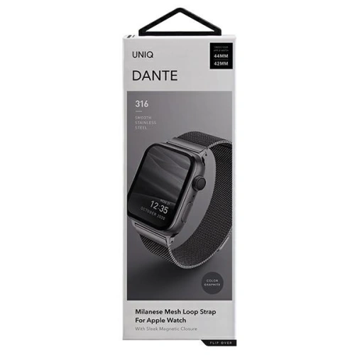 Pasek UNIQ Dante Apple Watch Series 4/5/6/7/SE 44/45mm Stainless Steel grafitowy/graphite