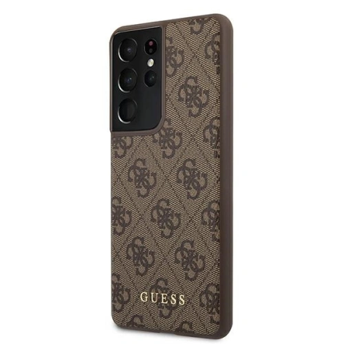 Etui Guess GUHCS21LG4GFBR Samsung Galaxy S21 Ultra brązowy/brown hard case 4G Metal Gold Logo