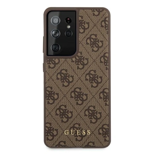 Etui Guess GUHCS21LG4GFBR Samsung Galaxy S21 Ultra brązowy/brown hard case 4G Metal Gold Logo