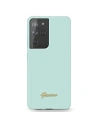 Etui Guess GUHCS21LLSLMGLB Samsung Galaxy S21 Ultra niebieski/blue hardcase Silicone Script Metal Logo