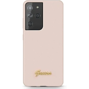 Hurtownia GSM - Etui Guess GUHCS21LLSLMGLP Samsung Galaxy S21 Ultra różowy/pink hardcase Silicone Script Metal Logo - GUE946PNK - {ean13} - Hurt