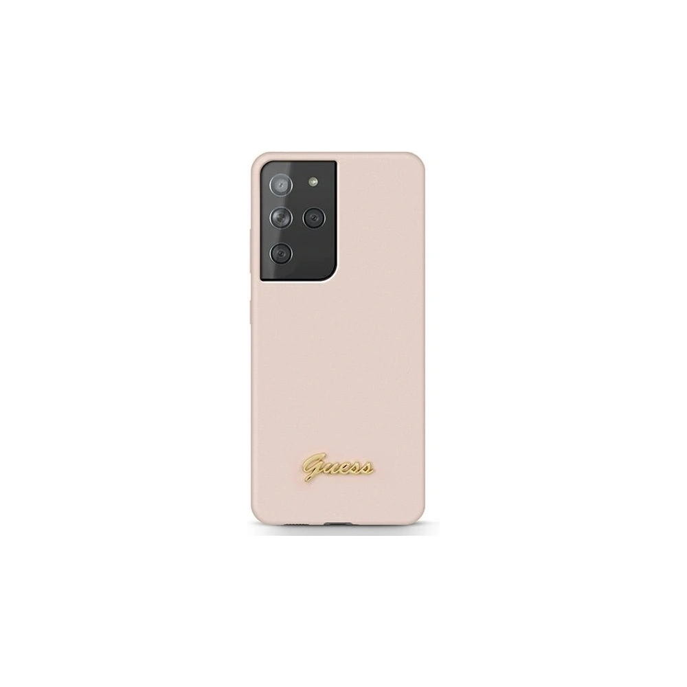 Wholesale Guess GUHCS21LLSLMGLP Samsung Galaxy S21 Ultra pink hardcase Silicone Script Metal Logo - GUE946PNK - {ean13} - Hurt