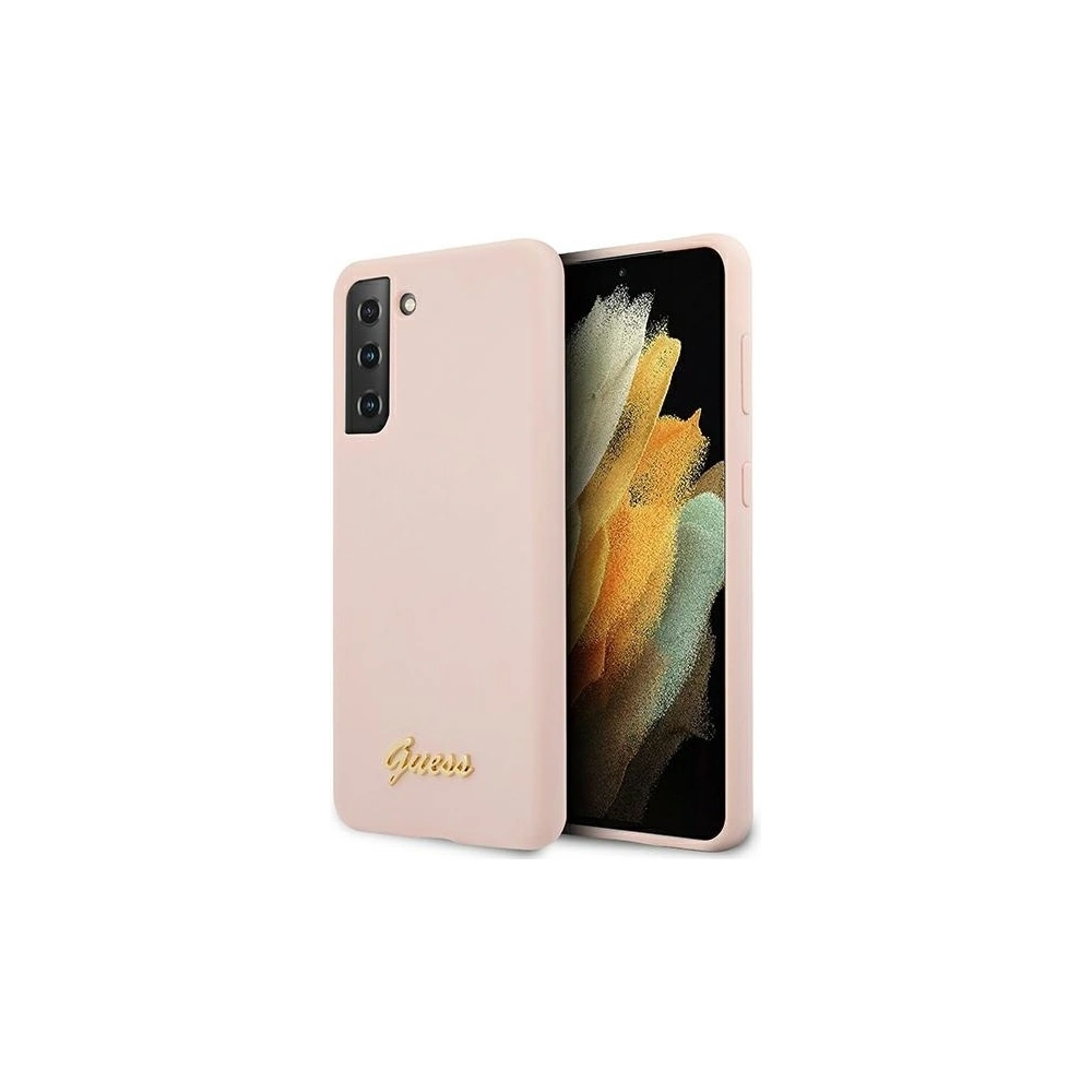 Wholesale Guess GUHCS21MLSLMGLP Samsung Galaxy S21+ Plus pink hardcase Silicone Script Metal Logo - GUE950PNK - {ean13} - Hurt