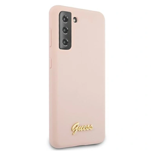 Etui Guess GUHCS21MLSLMGLP Samsung Galaxy S21+ Plus różowy/pink hardcase Silicone Script Metal Logo