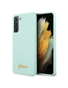 Guess GUHCS21SLSLMGLB Samsung Galaxy S21 blue hardcase Silicone Script Metal Logo