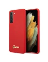 Etui Guess GUHCS21SLSLMGRE Samsung Galaxy S21 czerwony/red hardcase Silicone Script Metal Logo