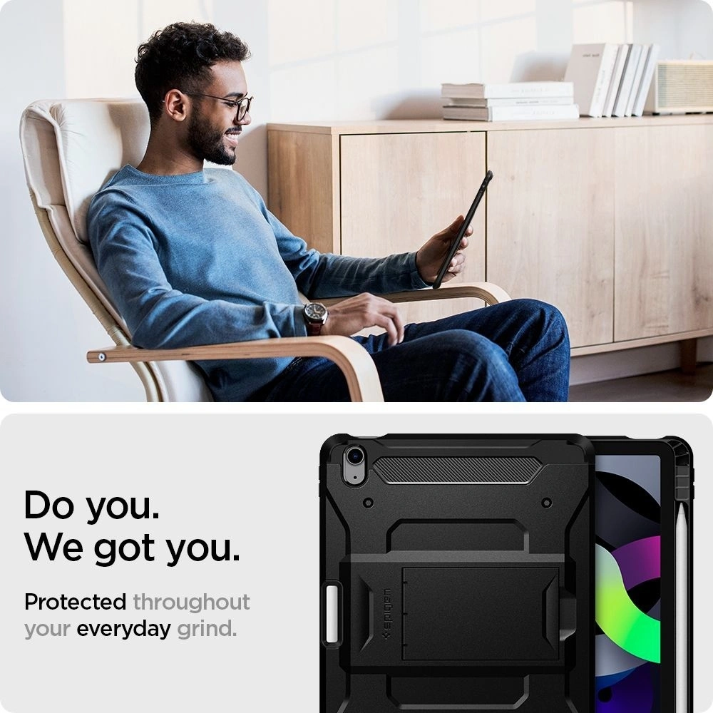 Hurtownia GSM - Etui Spigen Tough Armor Pro Apple iPad Air 10.9 2020/2022 (4. i 5. generacji) / iPad Air 11 2024 (6. generacji) Black - SPN1510BLK - {ean13} - Hurt