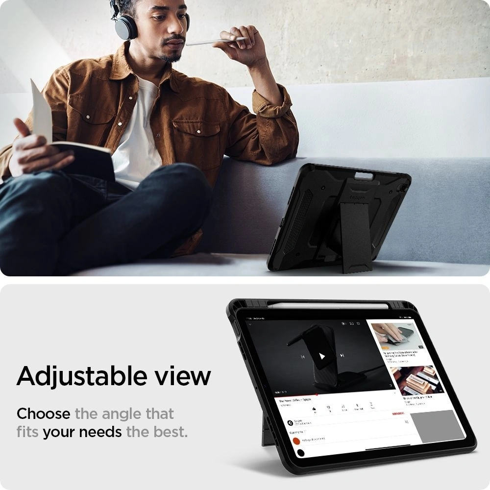 Hurtownia GSM - Etui Spigen Tough Armor Pro Apple iPad Air 10.9 2020/2022 (4. i 5. generacji) / iPad Air 11 2024 (6. generacji) Black - SPN1510BLK - {ean13} - Hurt
