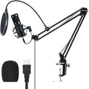 Mikrofon studyjny / pojemnościowy USB BlitzWolf BW-CM2, statyw, filtr pop