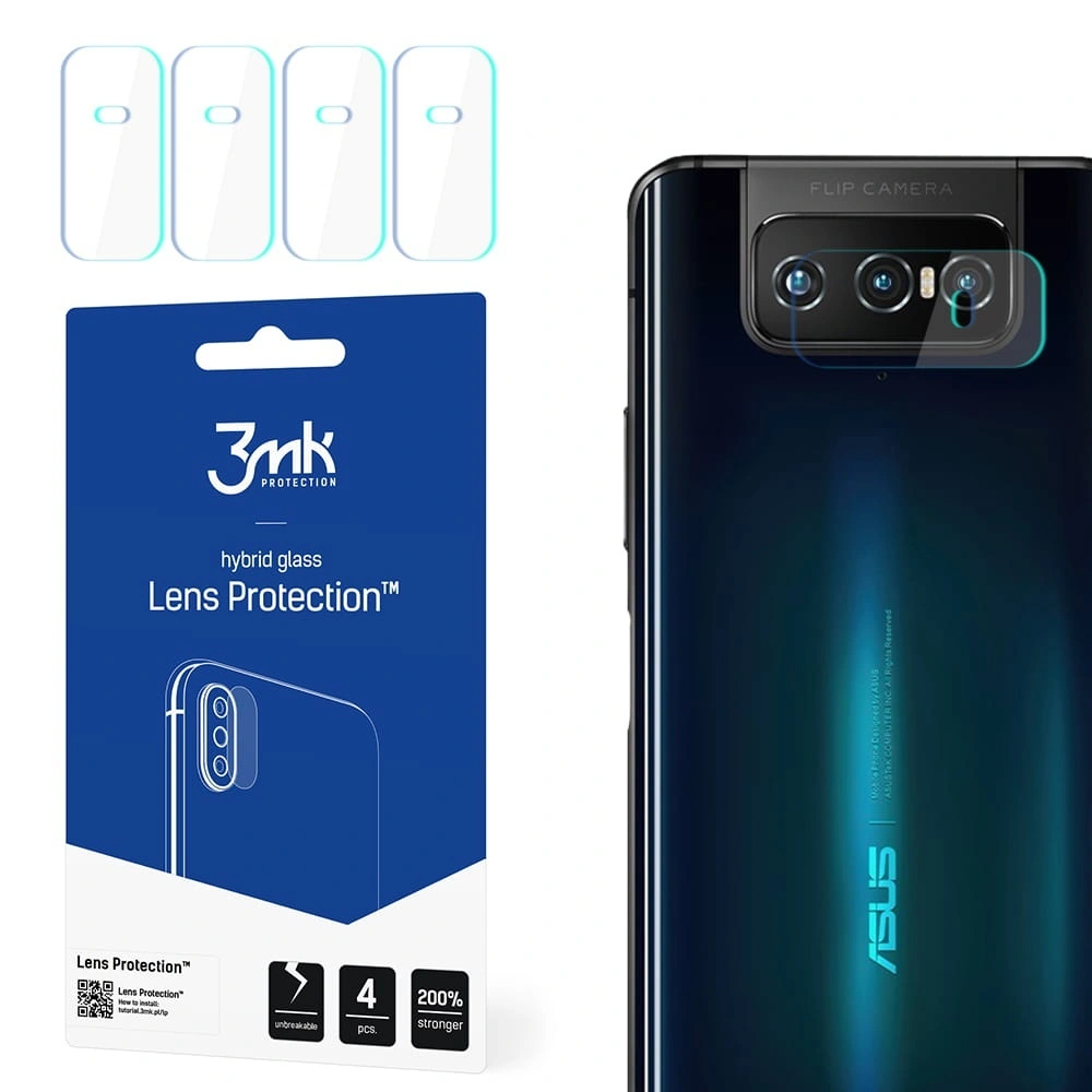 Hurtownia GSM - Szkło hybrydowe na obiektyw aparatu 3MK Lens Protection Asus Zenfone 7 [4 PACK] - 3MK1440 - {ean13} - Hurt