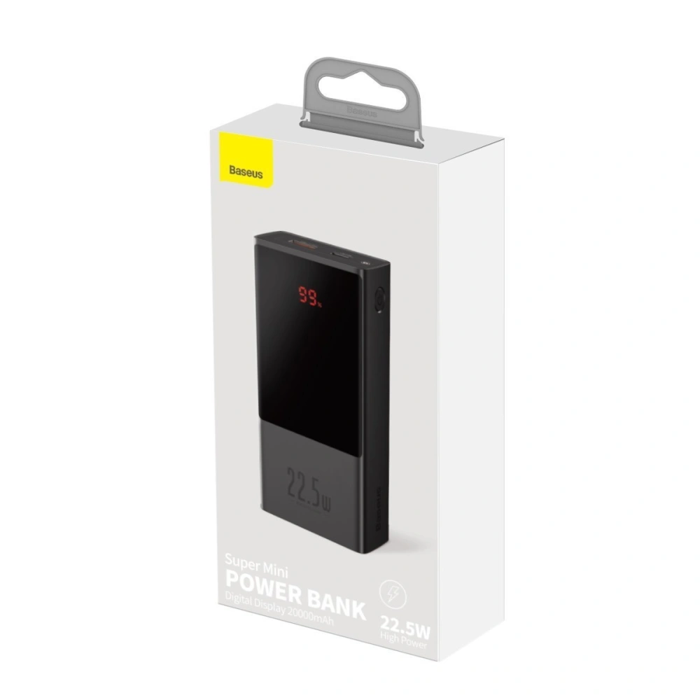Hurtownia GSM - Powerbank Baseus Super Mini, 20000mAh, USB + USB-C, SCP, QC 3.0, PD, 22.5W (czarny) - BSU2043BLK - {ean13} - Hurt