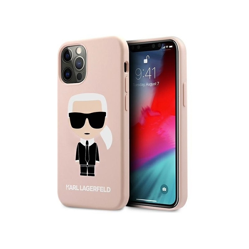 Karl Lagerfeld Distributor - 3700740493113 - KLD472PNK - Karl Lagerfeld KLHCP12MSLFKPI Apple iPhone 12/12 Pro hardcase light pink Silicone Iconic - B2B homescreen