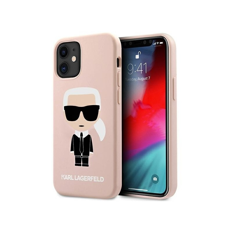 Karl Lagerfeld Distributor - 3700740493106 - KLD474PNK - Karl Lagerfeld KLHCP12SSLFKPI Apple iPhone 12 mini hardcase light pink Silicone Iconic - B2B homescreen