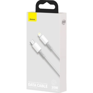 Kabel USB-C do Lightning Baseus High Density Braided, 20W, PD, 2m (biały)